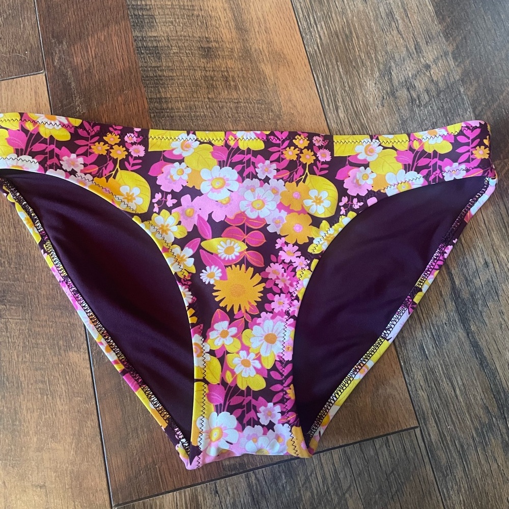 Aerie Floral Bikini Bottoms - Pink and Yellow